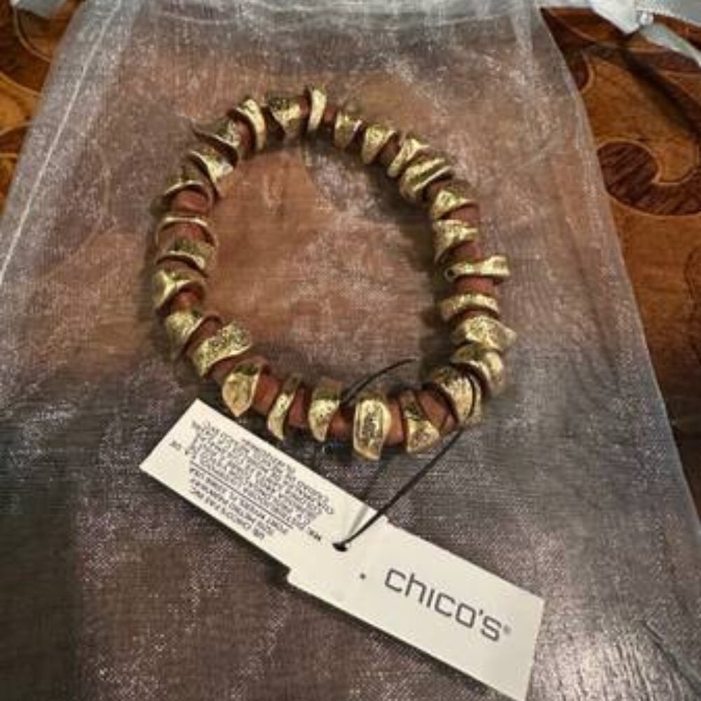 Brown is showing up big in stores for Spring! Chico's Brown and Gold Bracelet